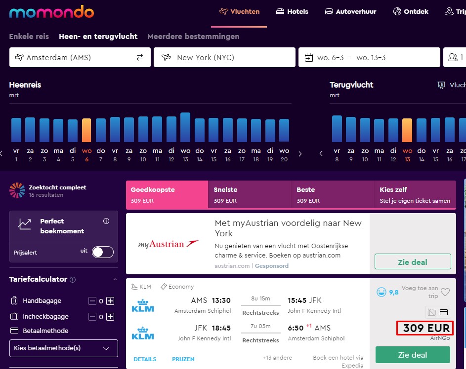 KLM Werelddeal Weken 2019 op momondo - NYC vanaf 309 euro