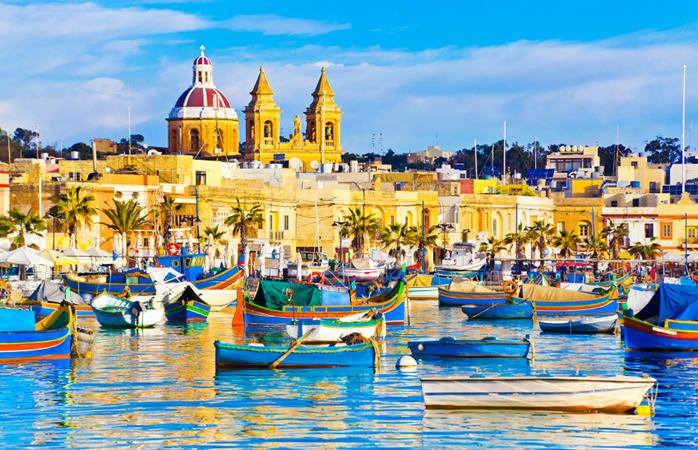 Een vissershaven op het eiland Malta