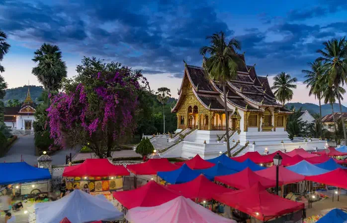 The night souvenir market in Luang Prabang, Laos.