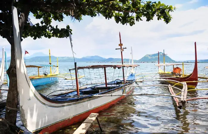 Local boat at Taal lake,Taal volcano,Philippine.