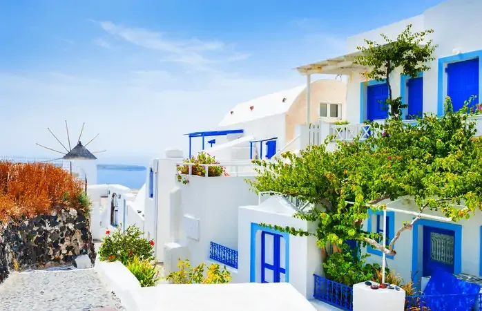 White architecture on Santorini island, Greece.